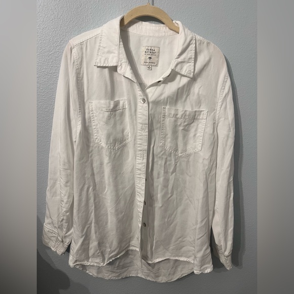 Serra Retreat Joie Rucker Malibu Bluffs Denim Shirt w/ Elastic Cuff Size M NWOT - Picture 2 of 7